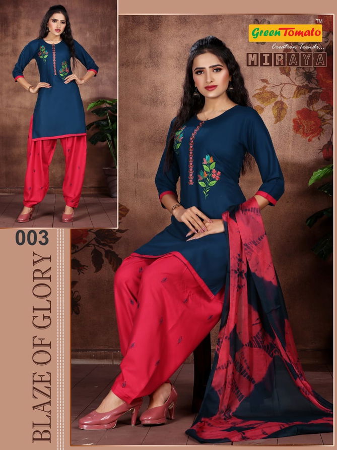 Green Tomato Miraya Patiyala Casual Daily Wear Rayon Ready Made Collection